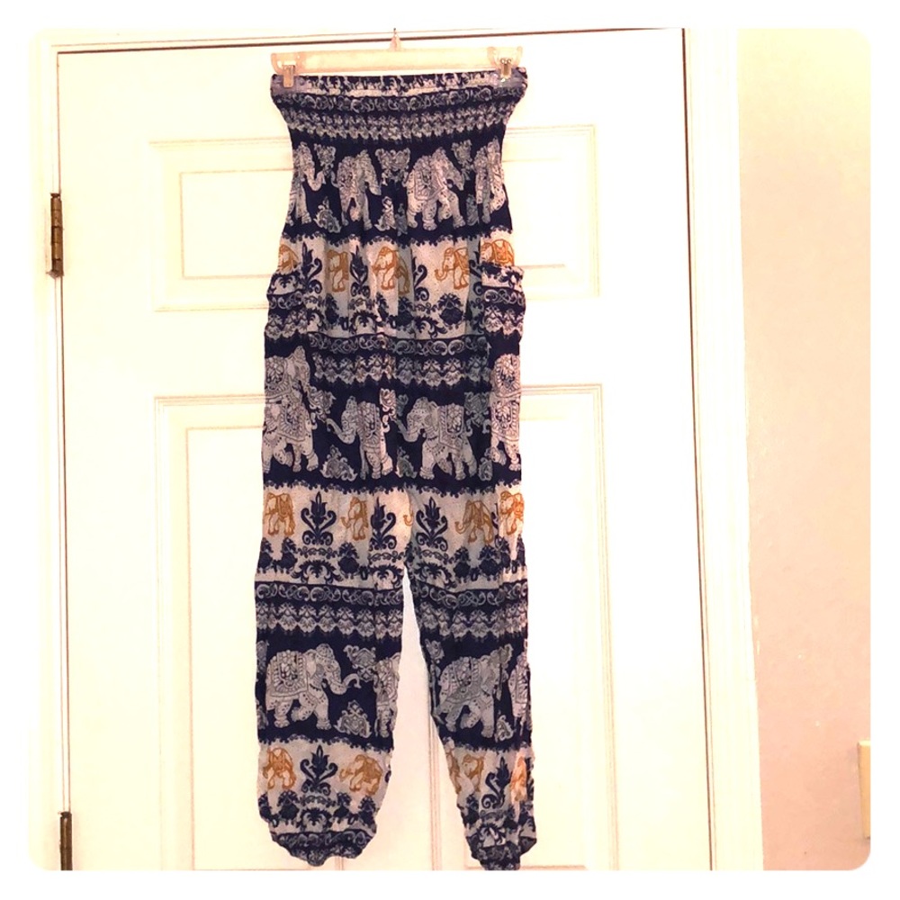 Elephant patterned bohemian pants